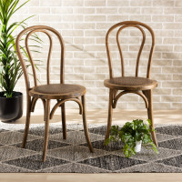 Baxton Studio FC20-Light Walnut-Beechwood/Rattan-DC Dacian Mid-Century Modern Brown Woven Rattan and Walnut Brown Wood 2-Piece Dining Chair Seto